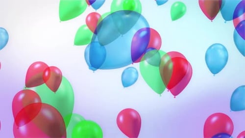 Bunch of Blue Balloons Rising Up White Alpha Channel