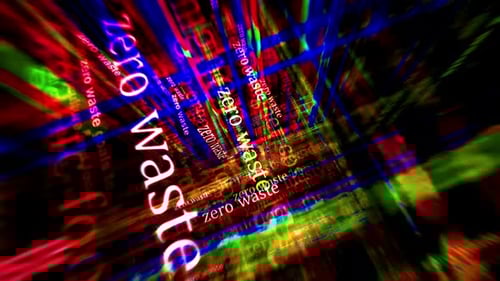 Dynamic Zero Waste Text Tunnel Glitch Animation