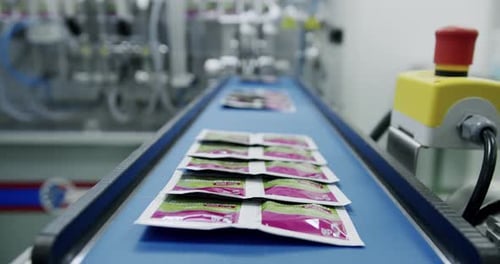 Emballage du médicament. Machine à emballer la médecine à la chaîne de montage d'une usine médicale.