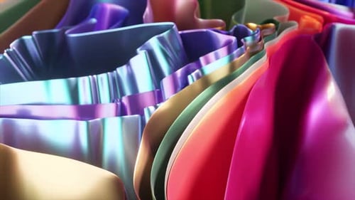 Shiny Metallic Ribbons in Vibrant Rainbow Colors Flowing Gracefully Creating Captivating Abstract