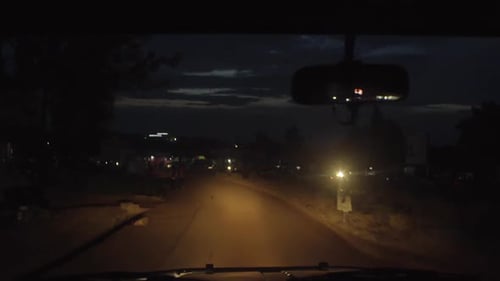 POV night drive on bumpy African roads