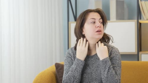 Stressed and nervous woman at home.
