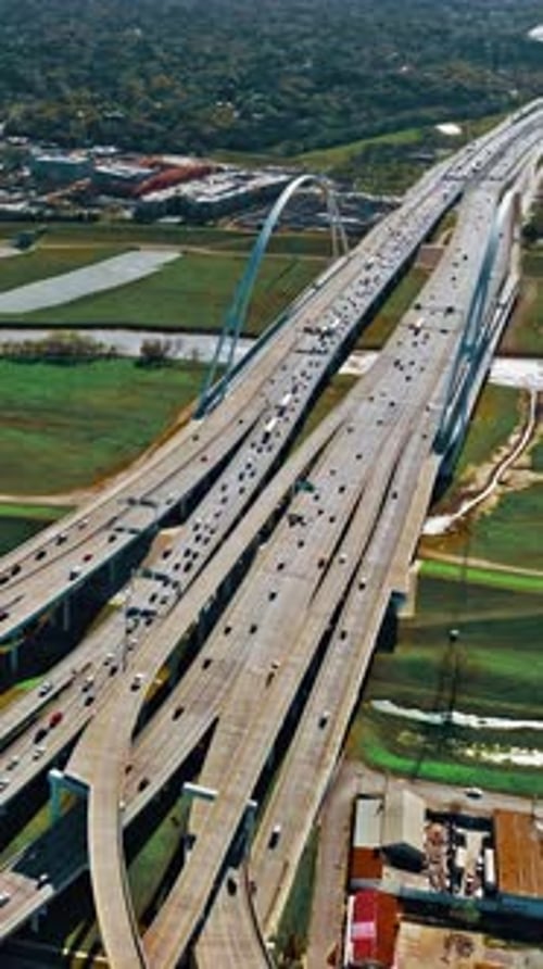 Stunning aerial view of Dallas showcasing highways and urban landscape