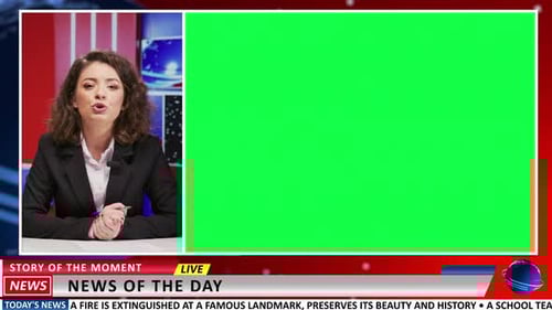 Reporter Presents News on Greenscreen