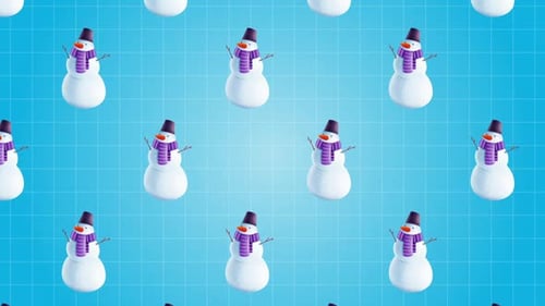 Bouncing Snowman Holiday Looping Background Pattern