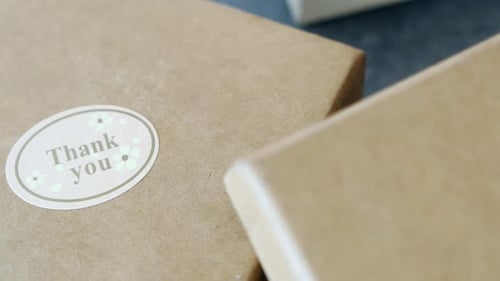 Brown Paper Boxes with Thank You Stickers