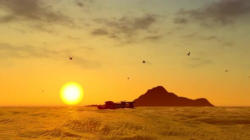 Am Morgen, Sonnenaufgang am Meer und Segelfischerboot