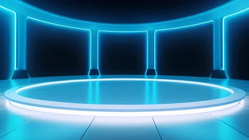 Futuristic Blue Neon Stage Platform Background Animation