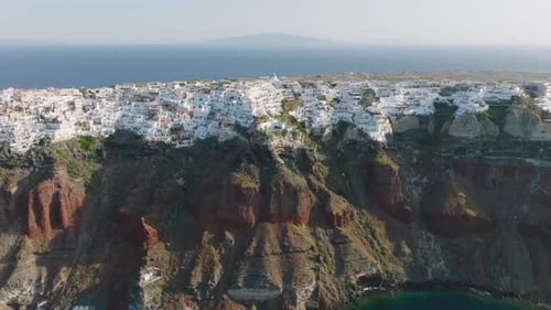 Panoramic view of a town on the island of Santorini, Greece