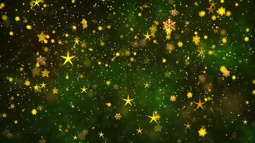 Golden Stars and Snowflakes Falling Festive Holiday Background Loop