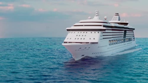 Large Cruise Ship Sailing Across The Sea