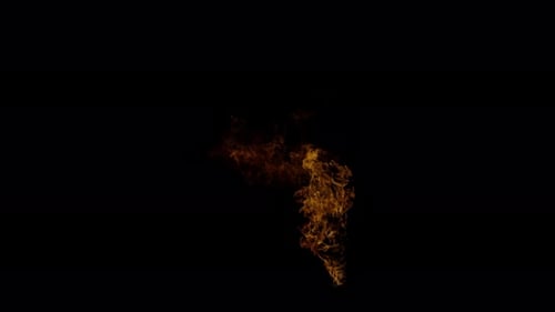 Burn Sammlung: Flammen steigen in die obere rechte Ecke eines Fensters auf schwarzem Hintergrund auf, aufgenommen in 4