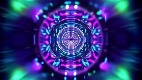 Abstract Blue and Purple Neon Sci Fi Tunnel Motion Loop