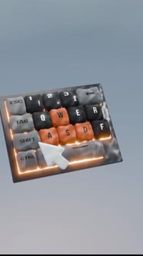Representación 3D de una animación de teclado en tela