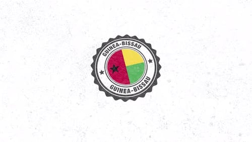 Distressed Guinea-Bissau Flag Stamp Logo Reveal