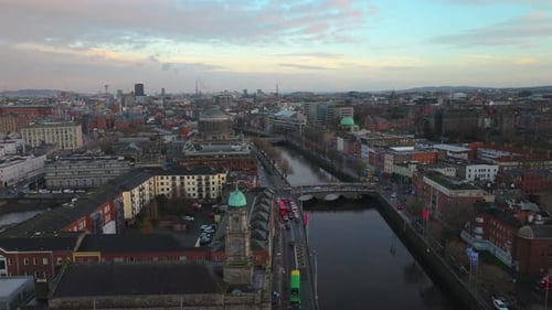 Cinematic Drone Footage flying over River Liffey - Co.Dublin - Ireland D_08