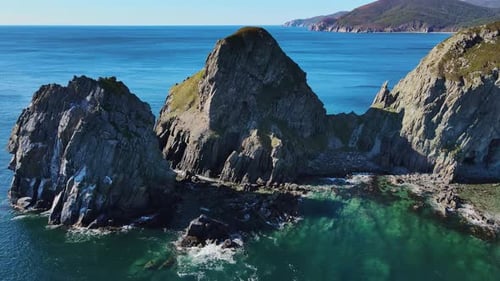 Aerial Breathtaking Panorama of the Cape Decorated with Towering Cliffs