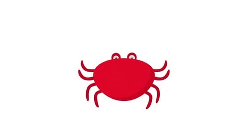 Flat Design Red Crab Cartoon Character Animation