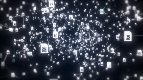 Glowing SIM Card Icons Interconnected Digital Network Background