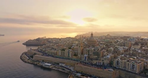 Captivating Aerial View of Valletta Malta at Sunset Highlighting