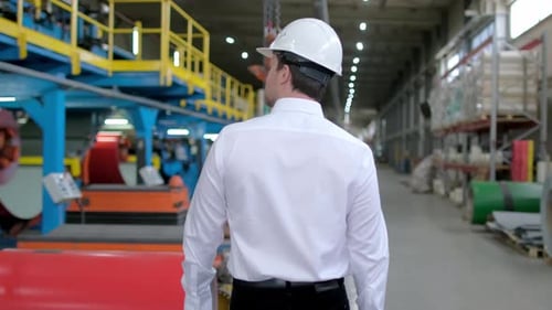 Industrial Worker Engineer Man Inspection Machine Heavy Metal Manufacturing Factory Production