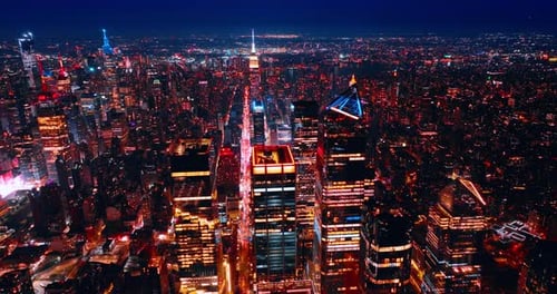 Luminous panorama of splendid New York at night.