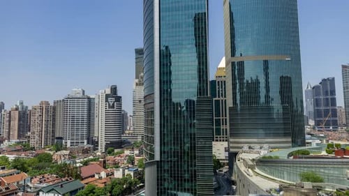 Shanghai City Skyline From a High Vantage Point