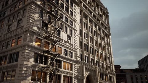 Edificios de piedra art déco en la ciudad de Chicago