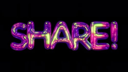 Vibrant SHARE! Text Animation with Glossy Neon Lights