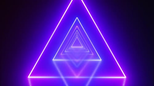 Abstract Neon Light Triangles Tunnel Loop Background
