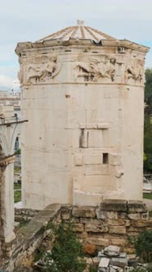 Tower of the Winds on Roman Agora at Athens City Greece Archeological Site of the Ancient Roman