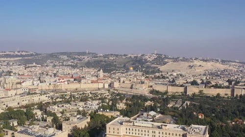 Jerusalem old city quarters with the Dome of the rock, Aerial view