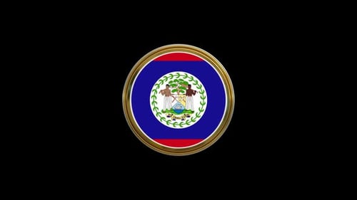 Belize National Flag Spinning 3D Gold Emblem