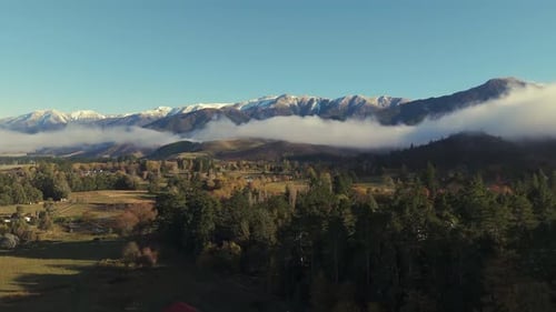 Scenic Aerial View of Mountains and Rural Valley