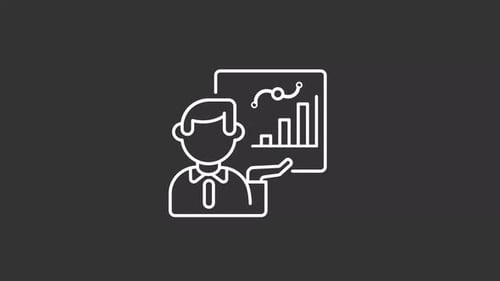 Animated Web Report White Line Icon