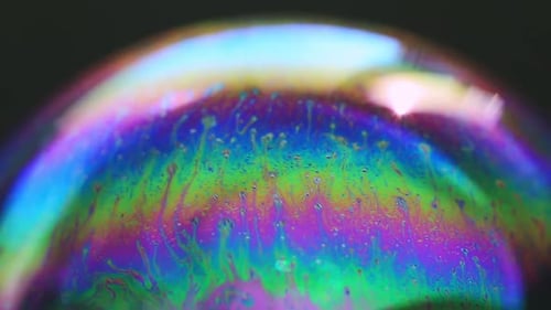 Macro View of an Iridescent Soap Bubble
