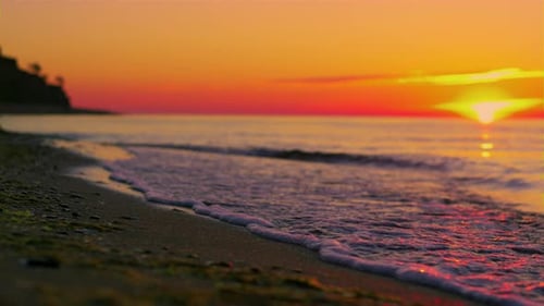 Sun Rise Over Sea Horizon Reflecting at Water Surface at Golden Sunrise