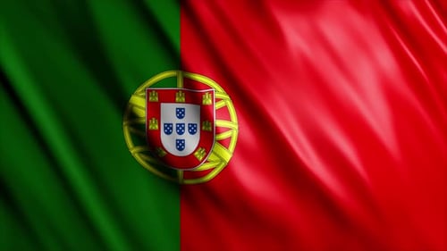 Realistic Waving Portugal Flag Seamless Loop Animation
