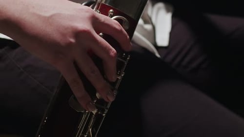 Hand Playing Keys on Woodwind Instrument