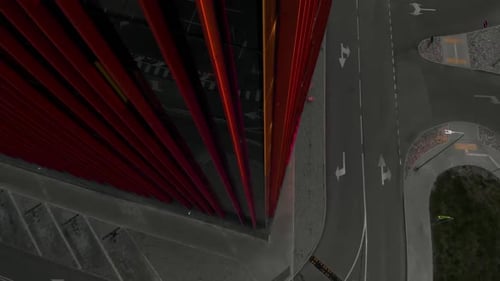 Establishing Shot of Glass Business Centre and Parking Lot