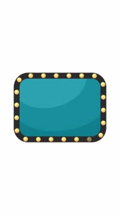 Retro-inspired flashing signboard frame with yellow lightbulbs 2D vertical animation