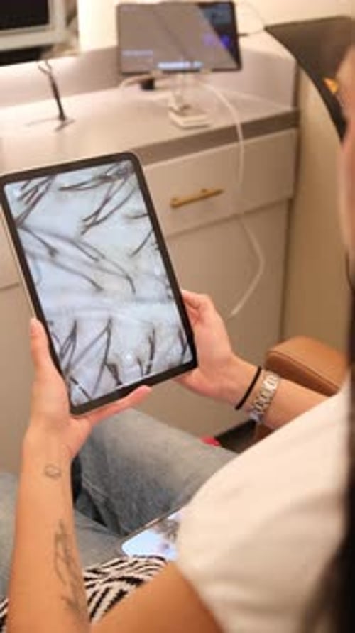 Zoomedin Image Showcasing Detailed Scalp Texture During Professional Salon Consultation