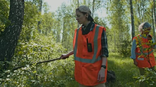 Women Surveying Forest in Safety Vests