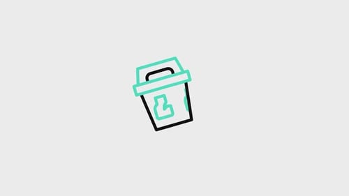 Animated Recycling Bin Line Icon with Dropping Item