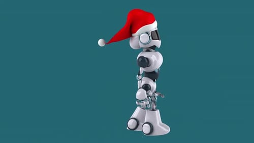 Fun 3D cartoon santa robot talking (with alpha channel)