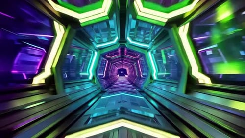 Futuristic Sci Fi Neon Hexagonal Tunnel Loop