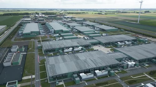 Vista aérea do campus do data center Agriport na Holanda