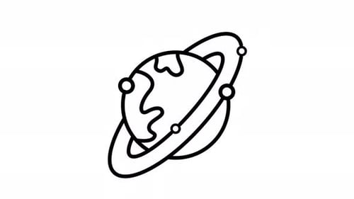 Metaverse Digital Planet Line Icon Animation