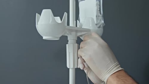 Nurse Preparing IV Pole