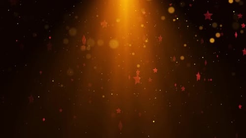 Sparkling Golden Dust and Red Stars Falling Background